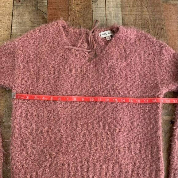 Knox rose women soft eyelash knit long sleeve sweater with lace back detail -M - Picture 2 of 11